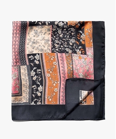 GEMO Foulard femme carré à motifs fleuris Multicolore