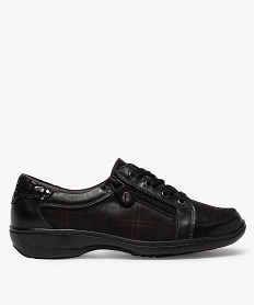 derbies femme confort a lacets et zip dessus cuir noirB269601_1