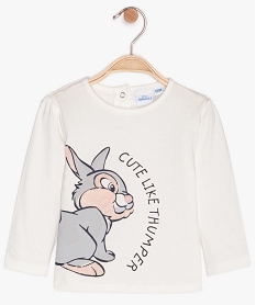 GEMO Tee-shirt bébé fille à manches longues imprimé - Disney Animals Bambi Blanc