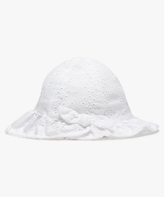 GEMO Chapeau bébé fille forme bob en broderie anglaise Blanc