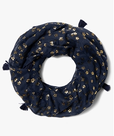 foulard femme forme snood avec motifs pailletes bleuB275401_1