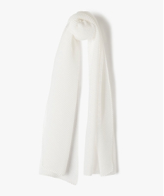 GEMO Foulard femme uni en matière plissée Blanc