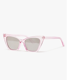 GEMO Lunettes de soleil femme à monture papillon en plastique Rose