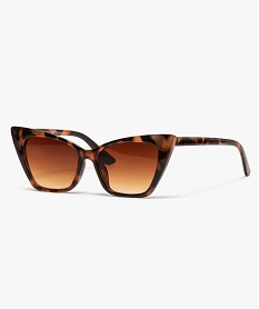 GEMO Lunettes de soleil femme à monture papillon en plastique Brun