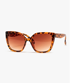 GEMO Lunettes de soleil femme à large monture en plastique Brun