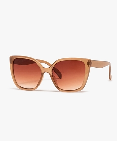 GEMO Lunettes de soleil femme à large monture en plastique Brun