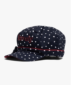 GEMO Casquette fille Gavroche à motif cœurs Bleu