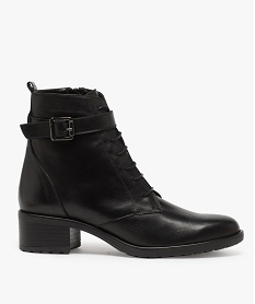 boots femme laces a petit talon unis en cuir noirB279401_1