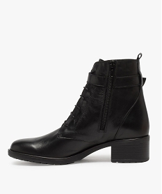 boots femme laces a petit talon unis en cuir noirB279401_3