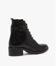 boots femme laces a petit talon unis en cuir noirB279401_4