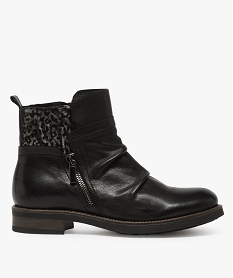 GEMO Boots femme dessus cuir à effet drapé noir standard