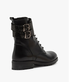 boots femme style rangers avec patte a motifs vernis noirB302801_4