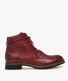 GEMO Boots femme dessus cuir esprit godillot rouge standard