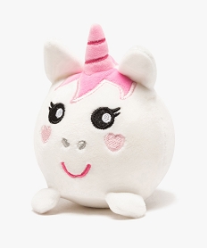 GEMO Peluche ronde anti-stress licorne- Tobar Blanc