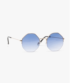 GEMO Lunettes de soleil femme colorées forme hexagonale Bleu