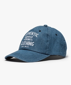 GEMO Casquette homme en toile denim avec inscription brodée Bleu