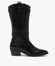 GEMO Bottes femme esprit santiags avec tige brodée Noir