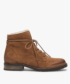 GEMO Boots femme à lacets avec doublure chaude beige standard
