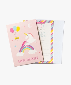 GEMO Cartes dinvitation anniversaire motif licorne Rose