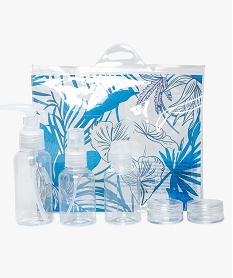 GEMO Kit de voyage avec flacons et pots en trousse (6 pièces) Bleu