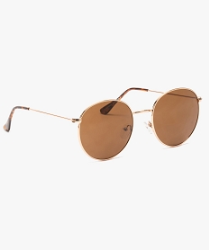 GEMO Lunettes de soleil femme forme pantos en métal cuivré Brun