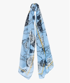 GEMO Foulard femme imprimé en matière plissée Bleu