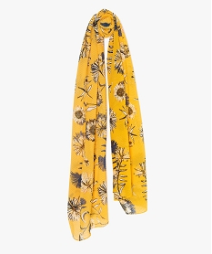 GEMO Foulard femme imprimé en matière plissée Jaune