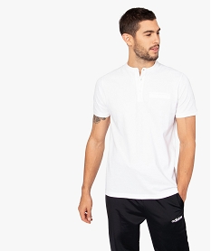 GEMO Polo homme à manches courtes à col rond Blanc