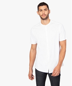 GEMO Polo homme à col rond boutonné sur l’avant blanc vif