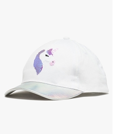 GEMO Casquette fille avec motif licorne en sequins réversibles Blanc