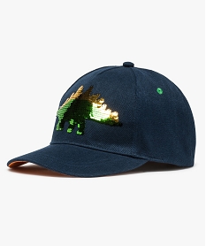 GEMO Casquette garçon avec motif dinosaure en sequins réversibles Bleu