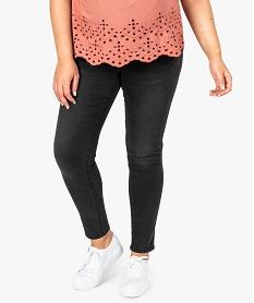 GEMO Pantalon de grossesse slim façon jegging avec bandeau haut gris standard