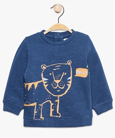 GEMO Sweat bébé garçon imprimé tigre Bleu