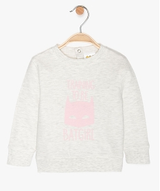 GEMO Sweat bébé fille chiné avec imprimé – Batman Beige