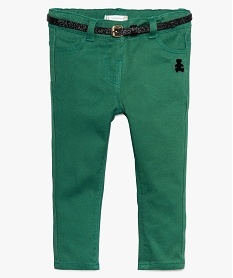 GEMO Pantalon bébé fille slim avec ceinture – Lulu Castagnette vert standard