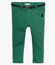 GEMO Pantalon bébé fille slim avec ceinture – Lulu Castagnette Vert