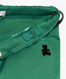 pantalon bebe fille slim avec ceinture – lulu castagnette vert pantalonsB333101_2