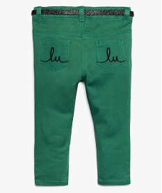 pantalon bebe fille slim avec ceinture – lulu castagnette vert pantalonsB333101_3