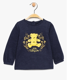 GEMO Tee-shirt bébé fille à broderie dorée – Lulu Castagnette noir chine
