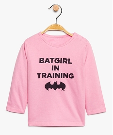 tee-shirt bebe fille imprime batgirl roseB333401_1