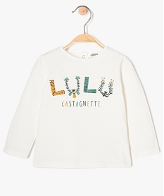 tee-shirt bebe fille a motif poitrine – lulu castagnette blancB333701_1