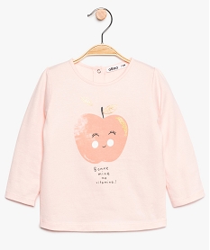 GEMO Tee-shirt bébé fille imprimé en coton bio Rose