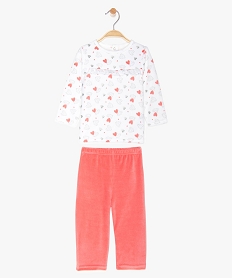 GEMO Pyjama bébé fille en velours 2 pièces avec paillettes Blanc