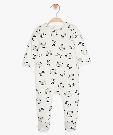 GEMO Pyjama bébé fille en velours à motif panda Blanc