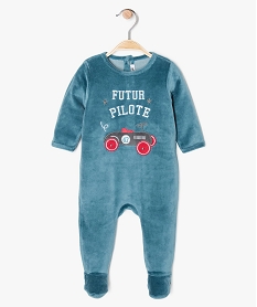 GEMO Pyjama bébé garçon en velours avec motif voiture de course Bleu