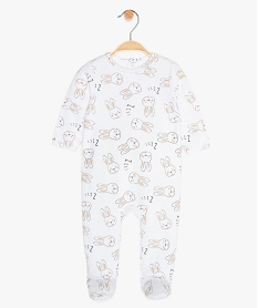 GEMO Pyjama bébé en velours à motif lapins Blanc