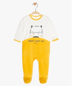 GEMO Pyjama bébé garçon en velours à broderie chat Blanc