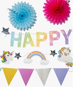 kit de decoration anniversaire enfant theme licorne (10 pieces) multicoloreB337701_1