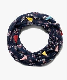 GEMO Foulard fille forme snood à motifs colorés Bleu