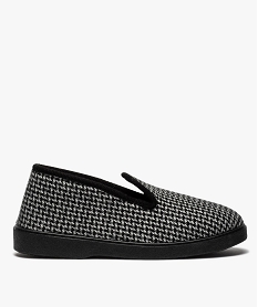 GEMO Chaussons homme style charentaises en tweed Noir